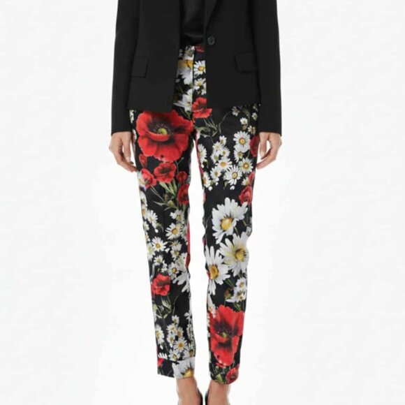 Dolce & Gabbana Daisy Poppy Print Straight Leg Pants SS 2013 Size IT 36 US 6 - Picture 9 of 14